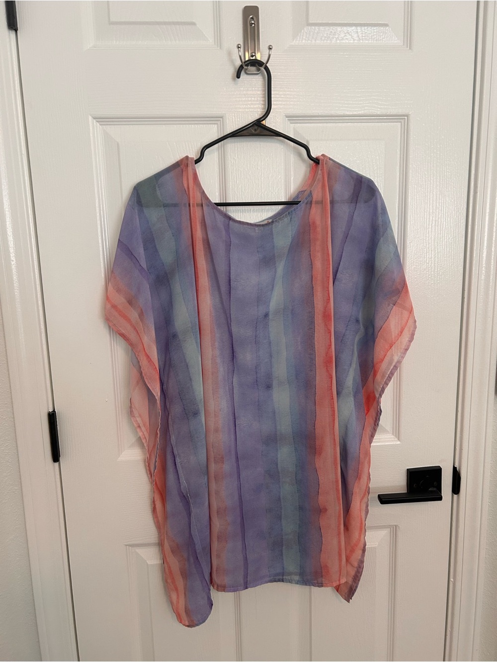Sheer Striped Tunic in Lavender, Coral and Mint